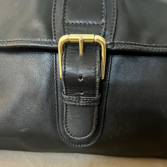 Coach Black Leather Duffel Weekender Tote - Picture 6 of 9